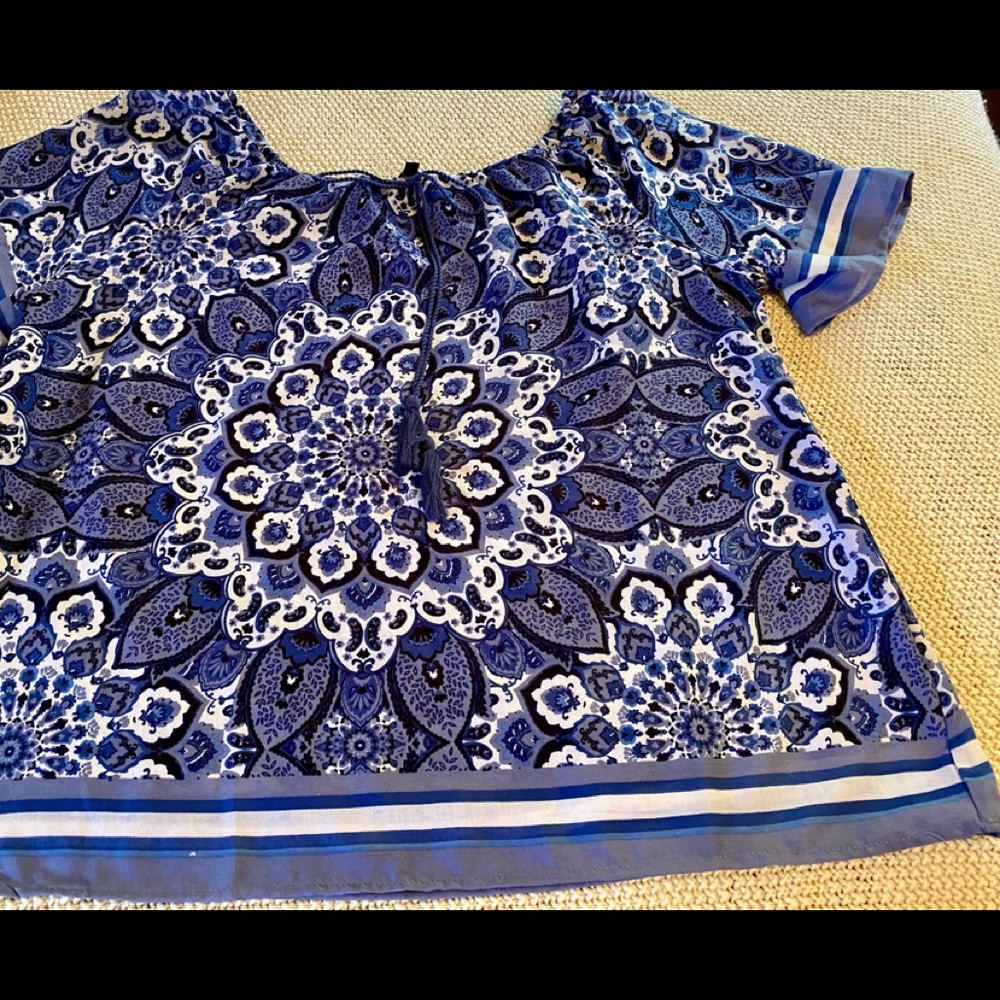 Q of 2 blue 2X blouses